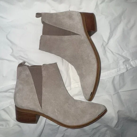 Marc Fisher Taupe Suede Pointed Toe Booties - Picture 4 of 7